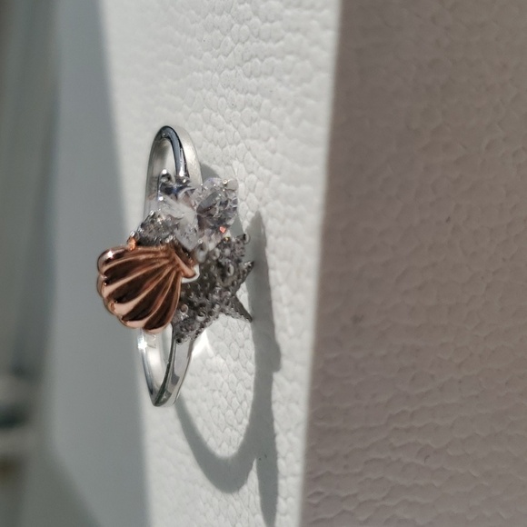STERLING SILVER SEASHELL/STARFISH RING - Picture 2 of 5